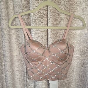Embellished Blush Pink Bustier Top
